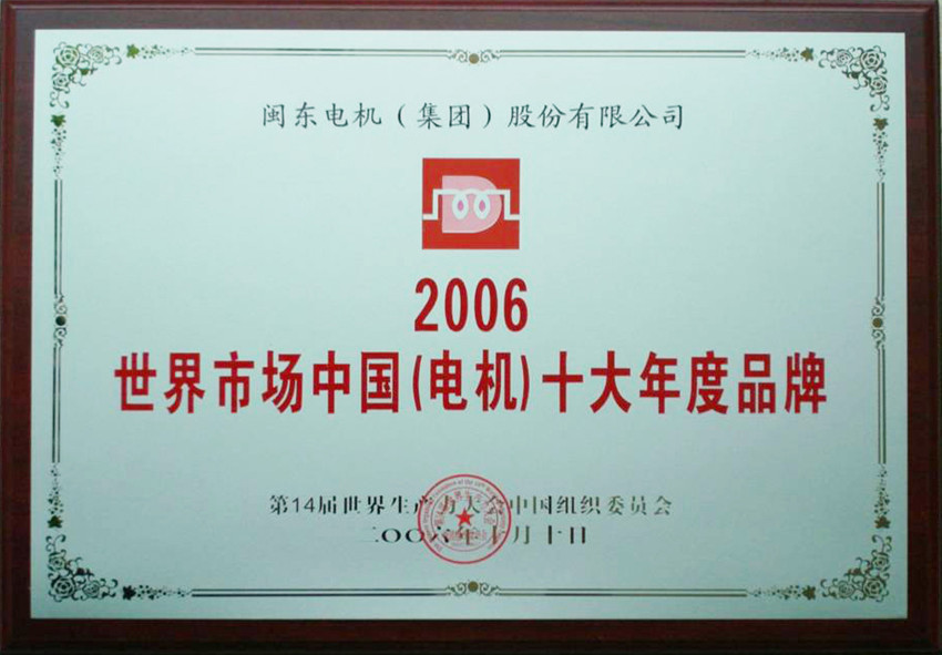 世界市场中国电机十大年度品牌